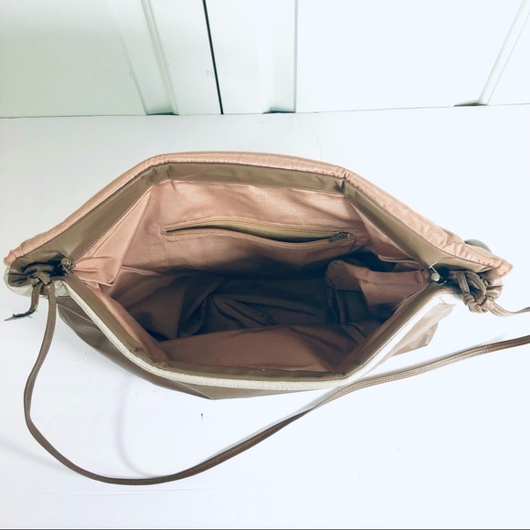 Vintage Unique Oversized Envelope Large Lined Flap Leather Bag Taupe Beige - Picture 9 of 9